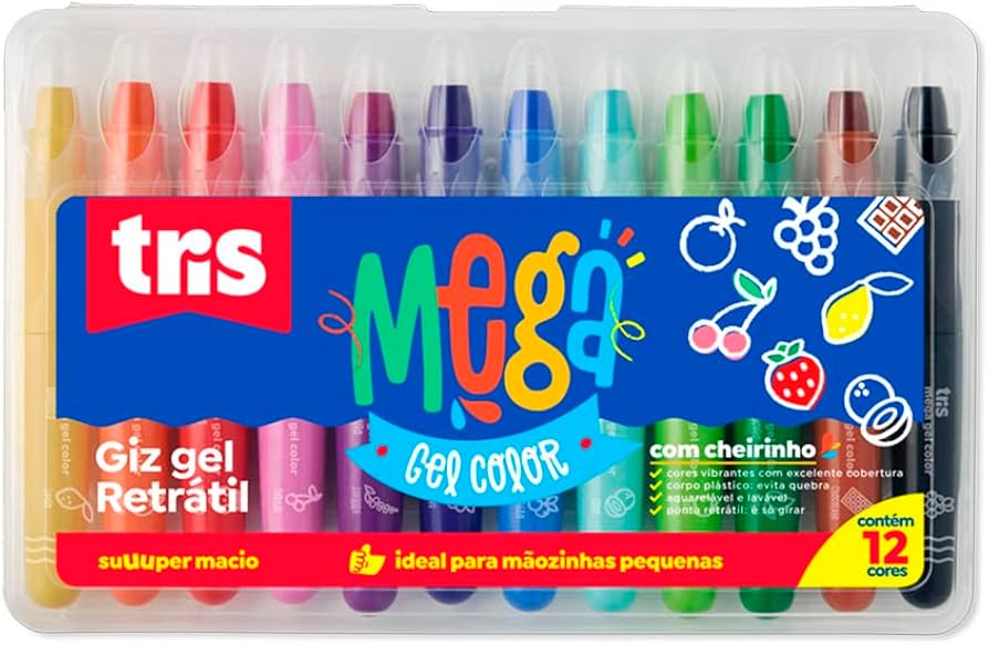 Giz Retratil Mega Gel Color 12 Cores
