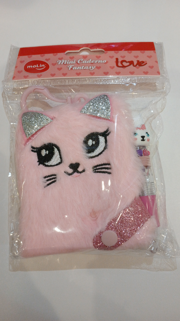 Mini Caderno Love Gato-Bt 1+Caneta 4 Cores(Rx,Rs,Vd,Az)