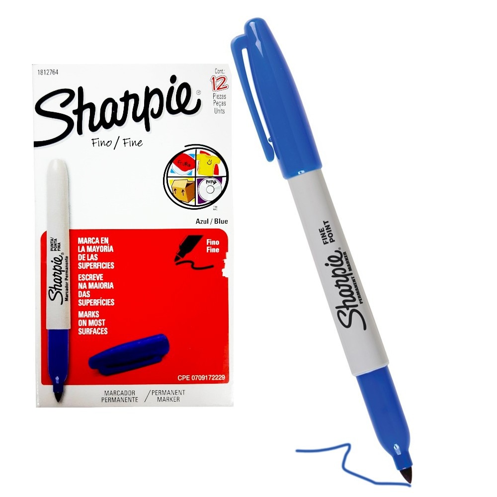 Marcador Permanente Sharpie Fina Azul   