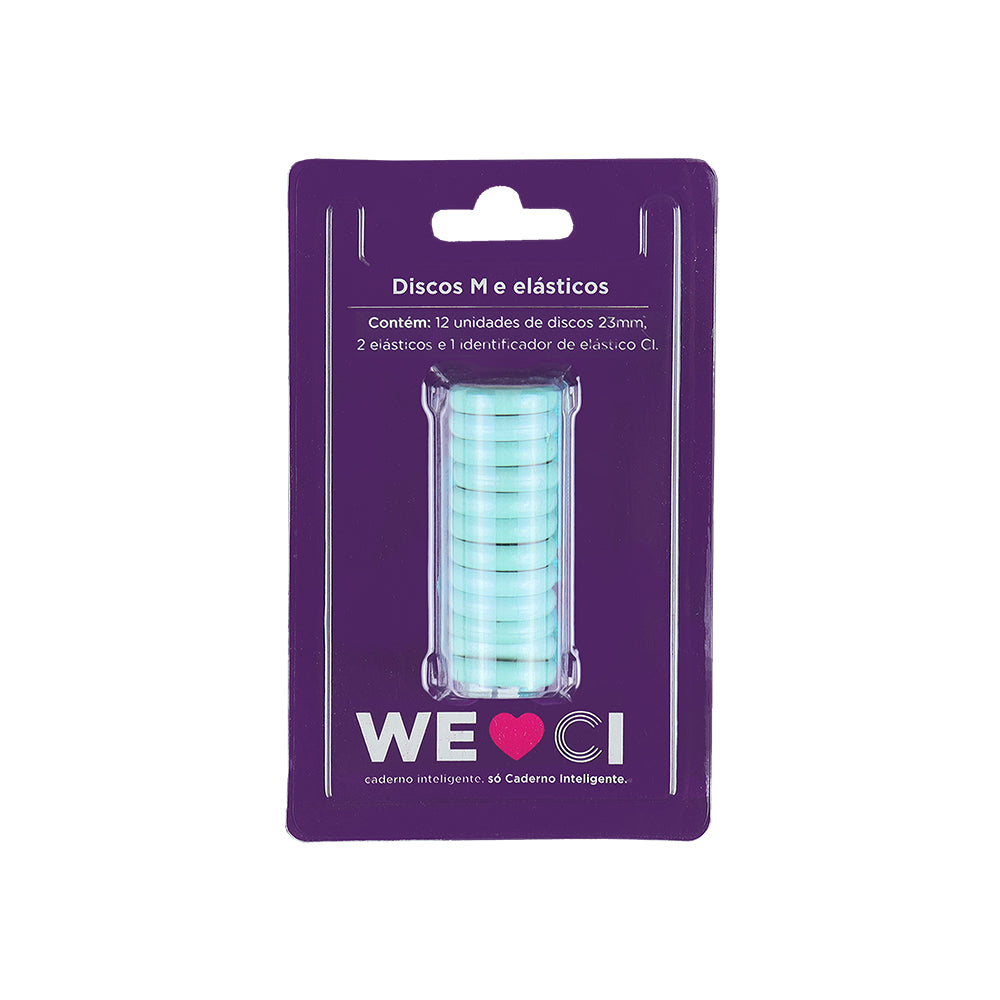 Discos + Elastico Azul Perolado - M (23Mm)