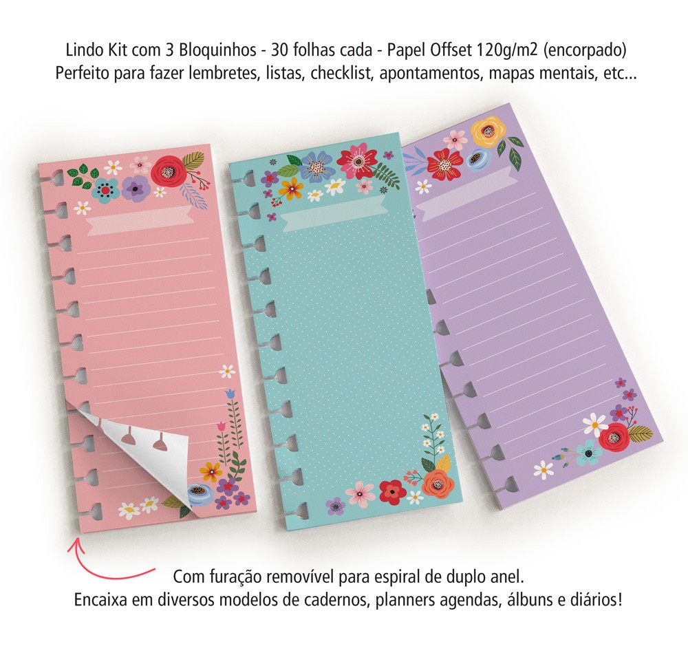 Bloquinhos Folhas Removiveis Floral