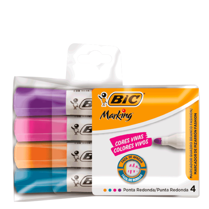 Marcador P/Quadro Branco Fashion 4 Cores R.930094  - Cartela  - Bic