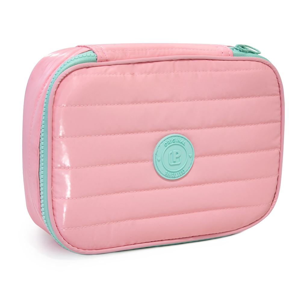 Estojo Box Organizador Puffer  Compart - Rosa Pastel