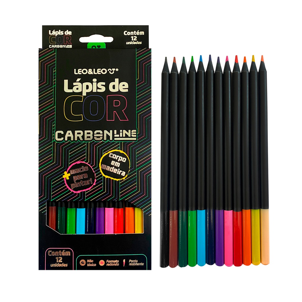 Lapis De Cor Carbon 12 Cores Redondo