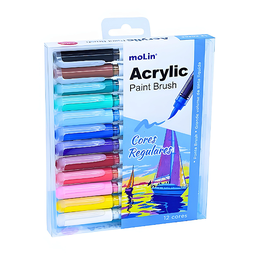 [05032] Marcador Acrylic Brush 12 Cores Vivas