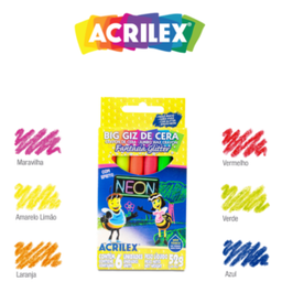 [098060000] Big Giz De Cera Neon Glitter Sem Cor 