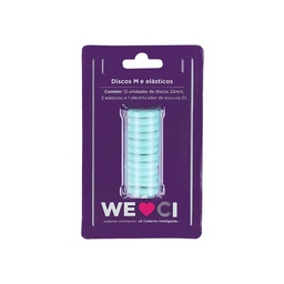 [CI231017] Discos + Elastico Azul Perolado - M (23Mm)