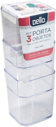 [6413.H.0008] Kit  3 Porta Objetos Cristal