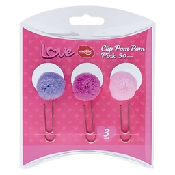 [31574] Clipe Pom Pom Love Pink 50 Mm Bt  3 