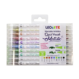 [96142] Marcador Artistico Dual Brush Metalic 10 Cores Leoarte