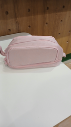 [195722] Estojo Tecido  4 Ziper E Bolsos Interno Rosa Pastel